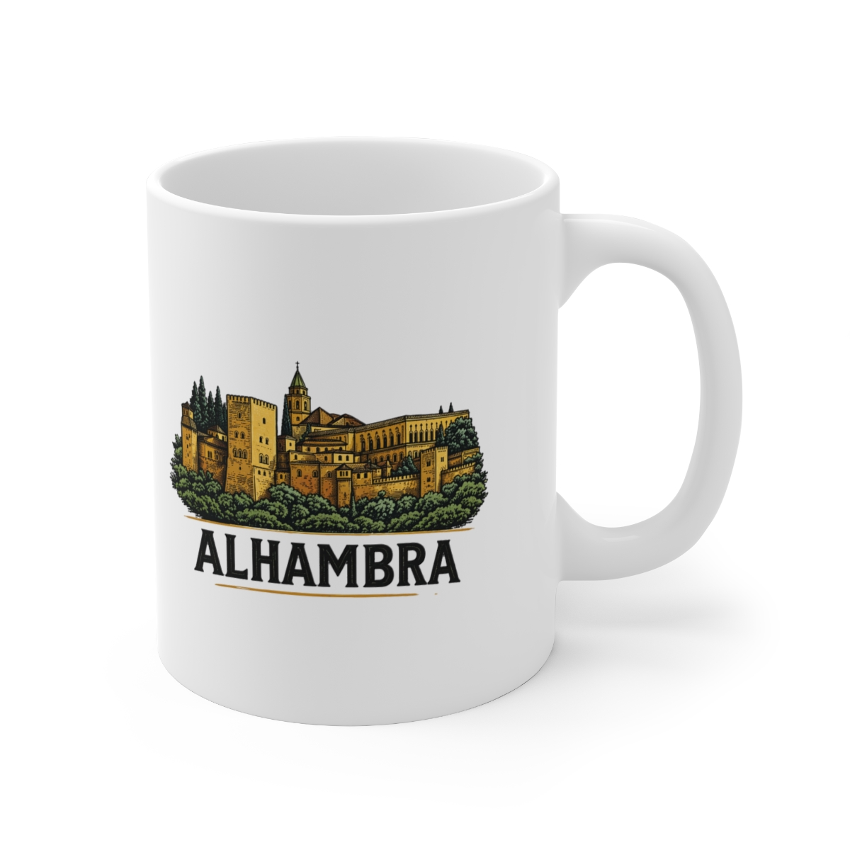 Alhambra Palace Granada Illustration Ceramic Mug - Official mugs merchandise