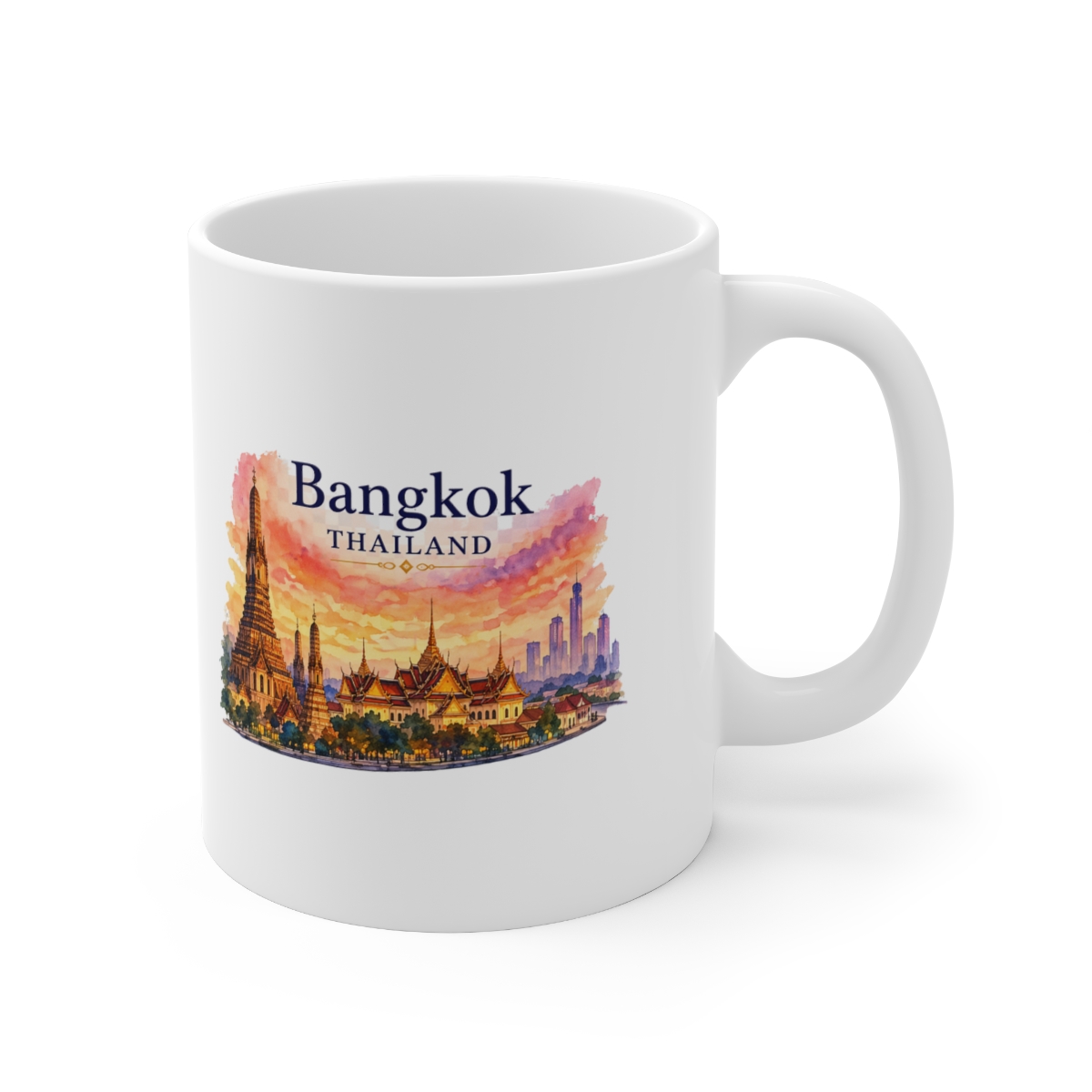 Bangkok Thailand Sunset Watercolor Ceramic Mug - Official mugs merchandise