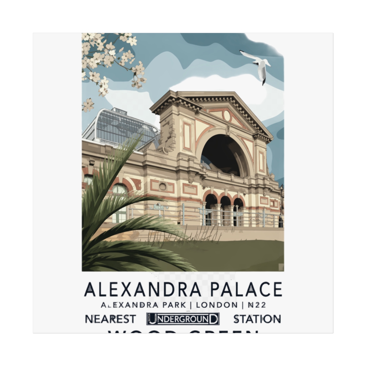 Alexandra Palace Station Vintage London Tube Poster - Official posters merchandise