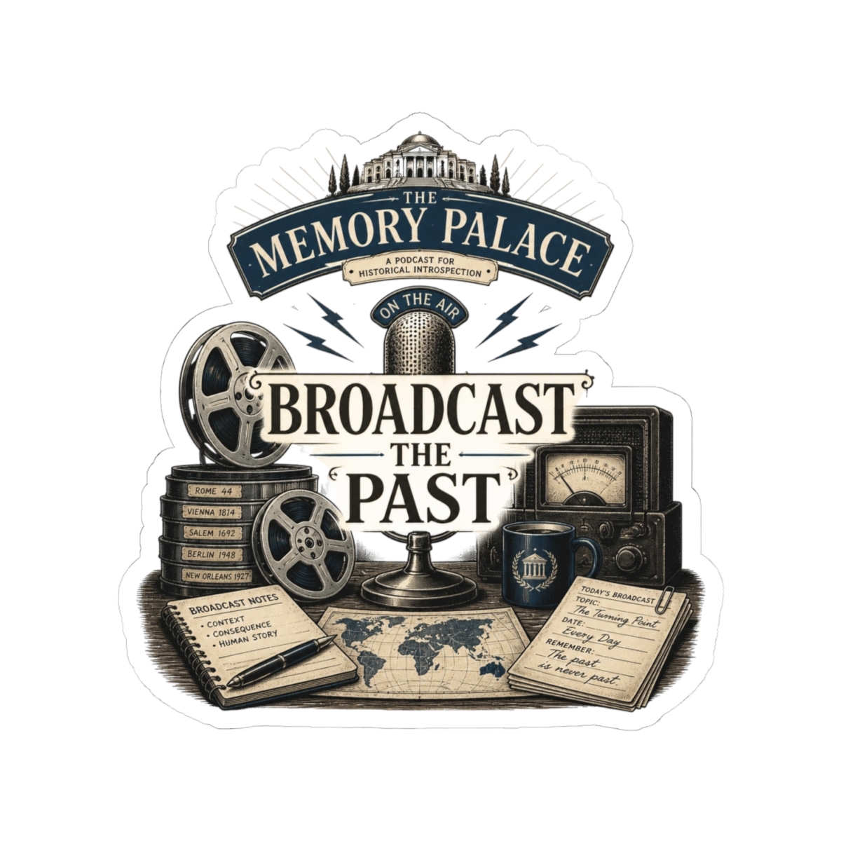 The Memory Palace "Broadcast the Past" Sticker - alternate angle 2, merchandise